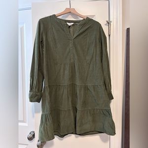 Light-weight baby doll dress in olive